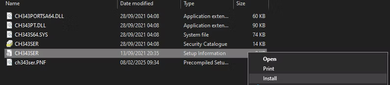 CH343 driver installer
