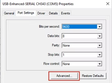 Change COM port in Properties